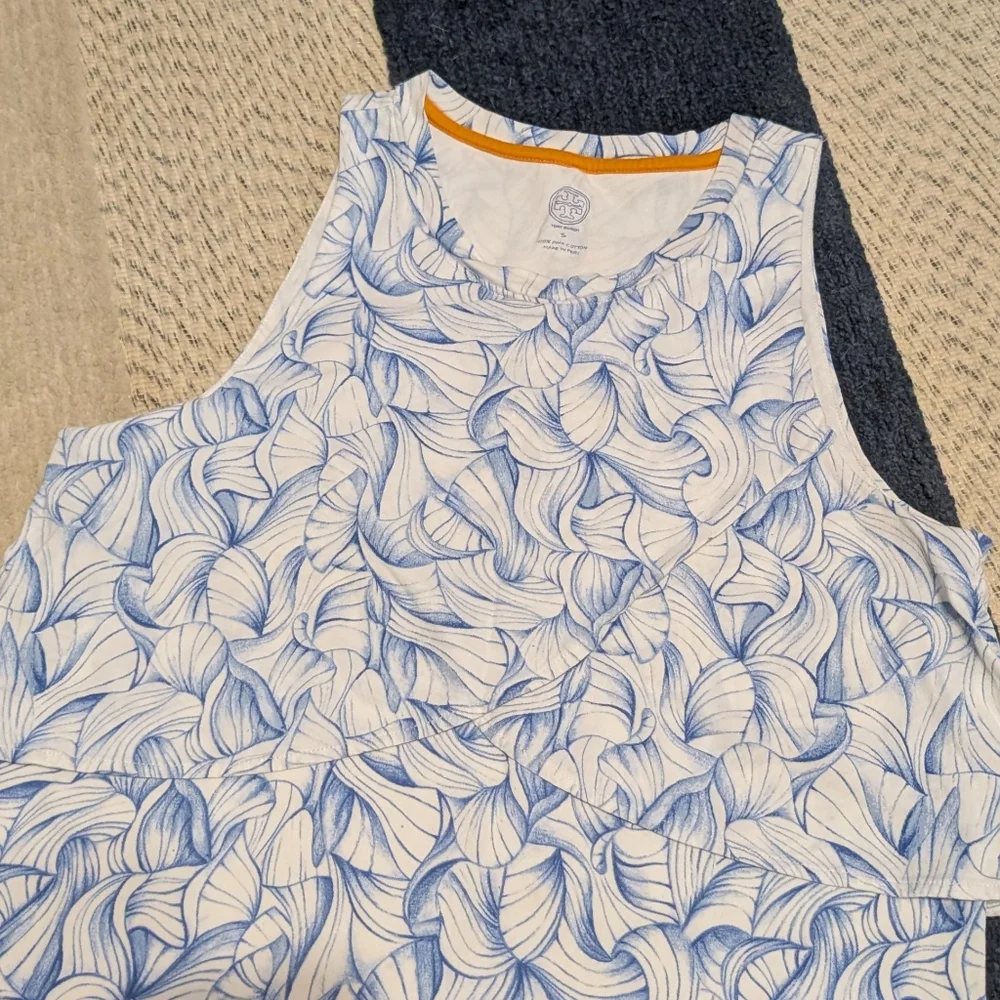 Tory Burch Kaley White Ellora Dress Blue White S Small